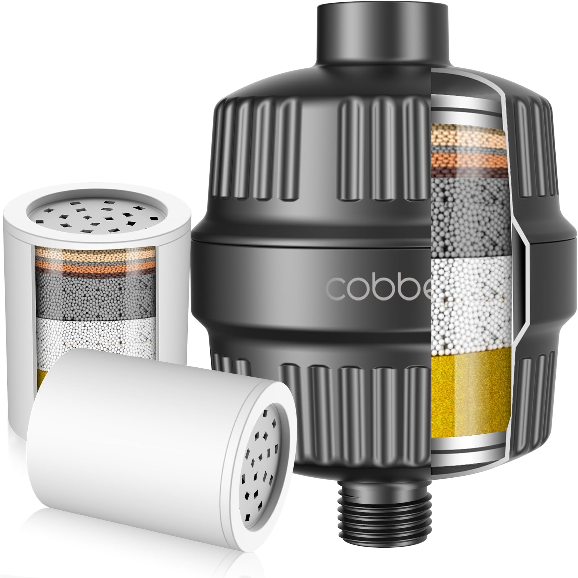 - Cobbe 20 Stage Shower Head Filter with KDF-55 for Hard Water, High Output Water Filter with 2 Replaceable Cartridges - Removing Chlorine and Harmful Substance, Matte Black
