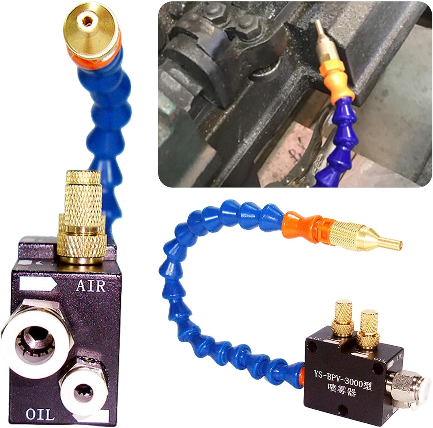 Thread Flexible Water Oil Coolant Pipe Hose, Round Nozzle Adjustable Plastic Cooling Tube with Switch for CNC Machine、Milling、Lathe、Hydraulic Machinery、Water Cooling System