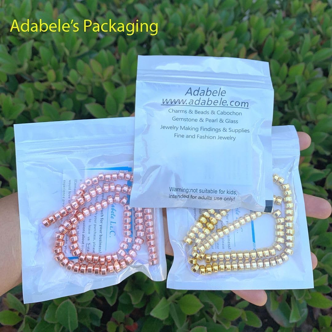 55pcs Adabele Grade A Natural Hematite Rose Gold Plated Healing Gemstone 8mm Round Loose Beads Gem Stone Spacer Large Hole 2.8mm for DIY Craft Jewelry Making GFC-P8