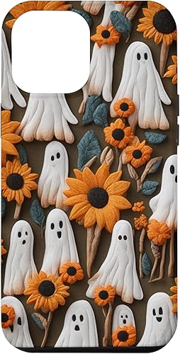 Funda para iPhone 12 Pro Max con diseño floral y diseño de girasoles para Halloween