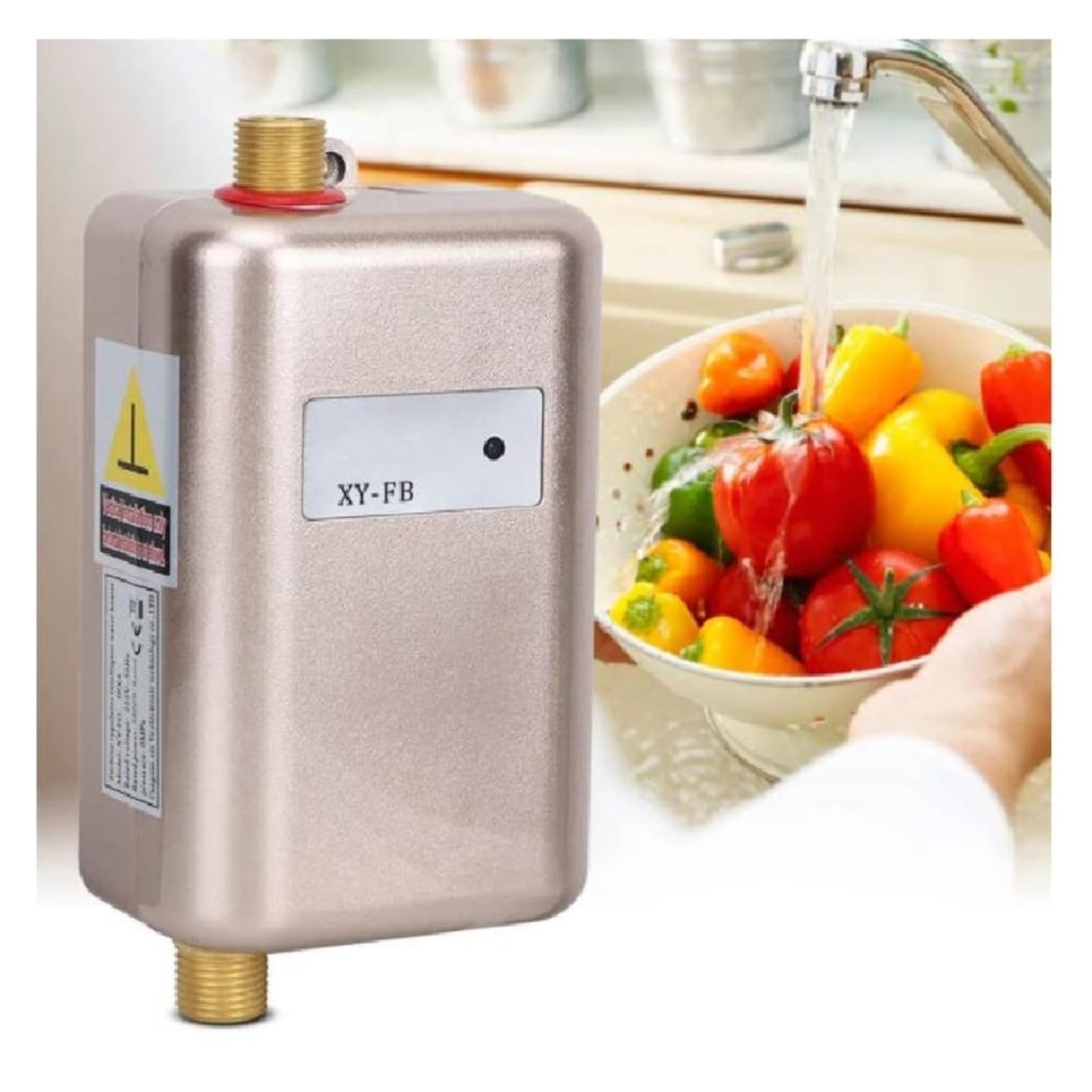 Scaldabagno Elettrico, Scaldabagno Istantaneo Mini Scaldabagno Elettrico Istantaneo sotto Il Lavandino con Display LCD for Il Lavaggio A Cucina Domestica Caldo Freddo A Duplice Uso(Noir)