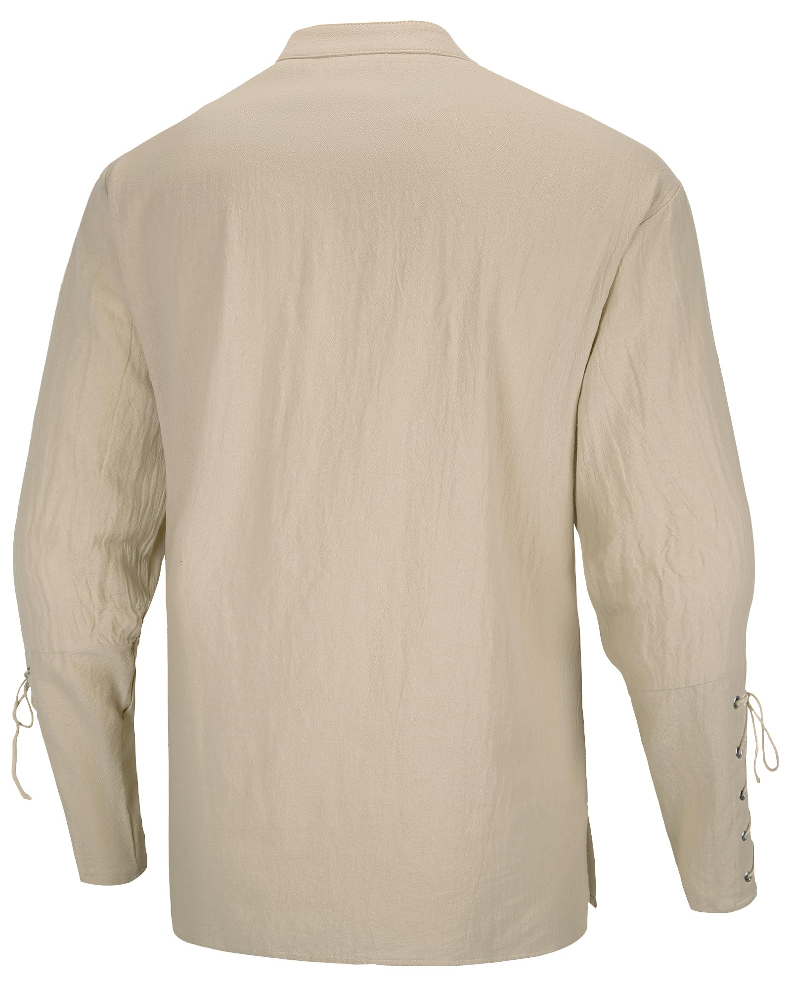 LVCBL Camicia Uomo Medievale in Cotone Lino con Lacci e Collo Coreano M-3XL