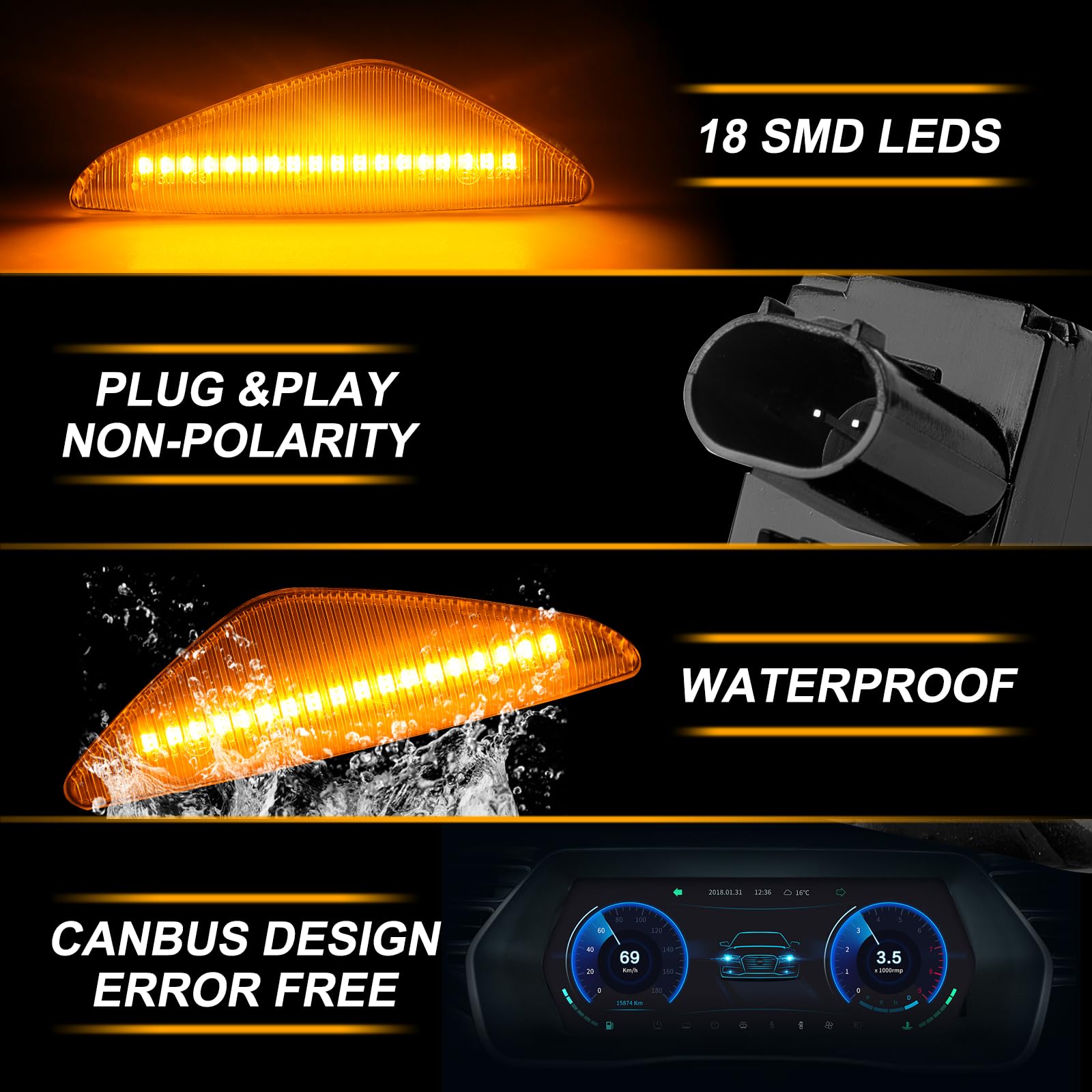 Frecce Laterali LED Dinamiche Sequenziali per BMW X3 X5 X6, Omologate, CANbus No Errori