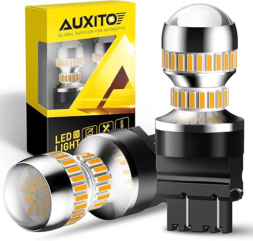 AUXITO Bombillas LED 1156 color amarillo ámbar 400% súper brillante 7506 BA15S P21W bombilla LED con proyector para luz intermitente LED delantera