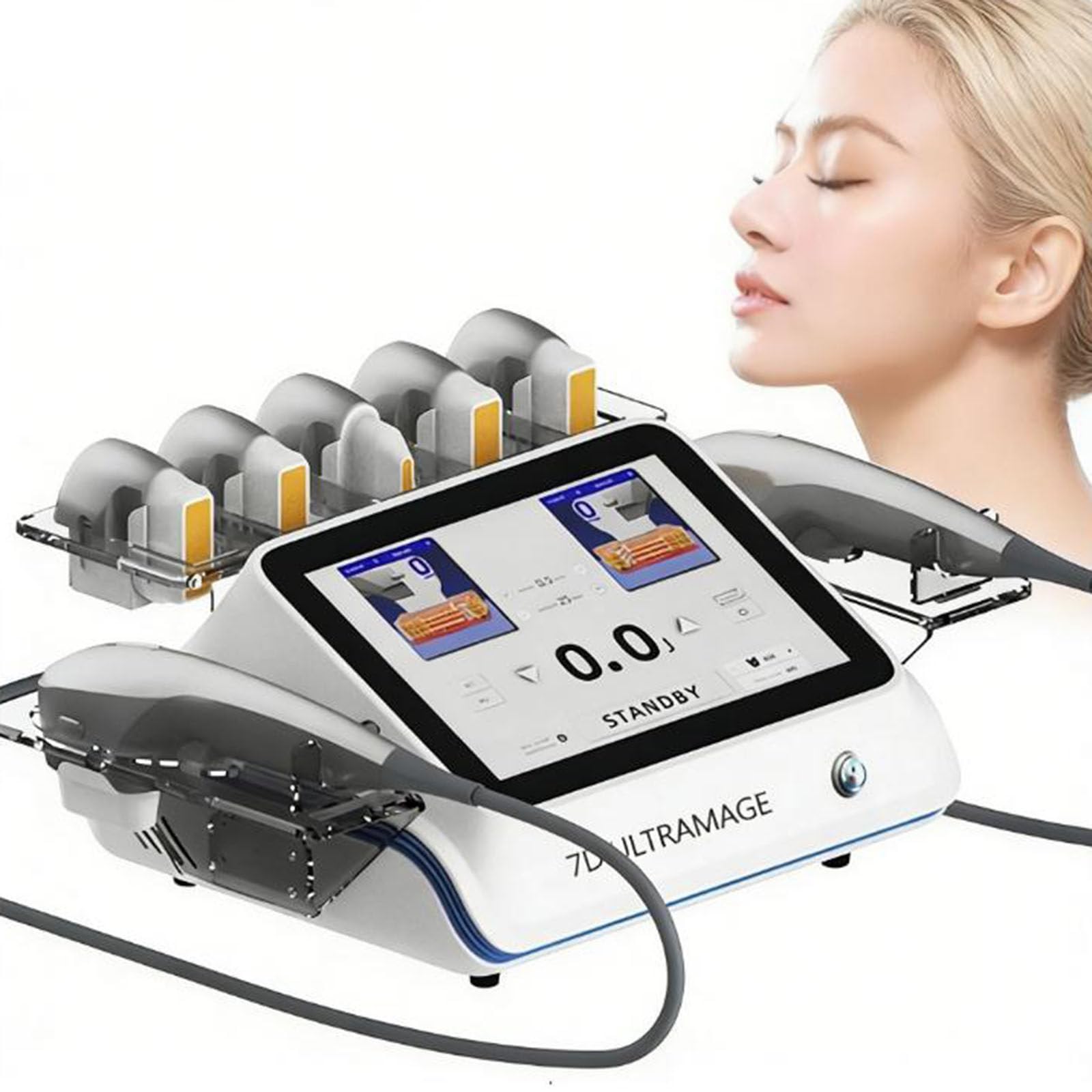 Tozmvi Multicolor Professional 7D Hifu Machine For Face & Body,Anti-Aging Skin Tightening, Lifting & Wrinkle Removal With 7 Depth Cartridges (1.5-13Mm) - 20,000 Shots