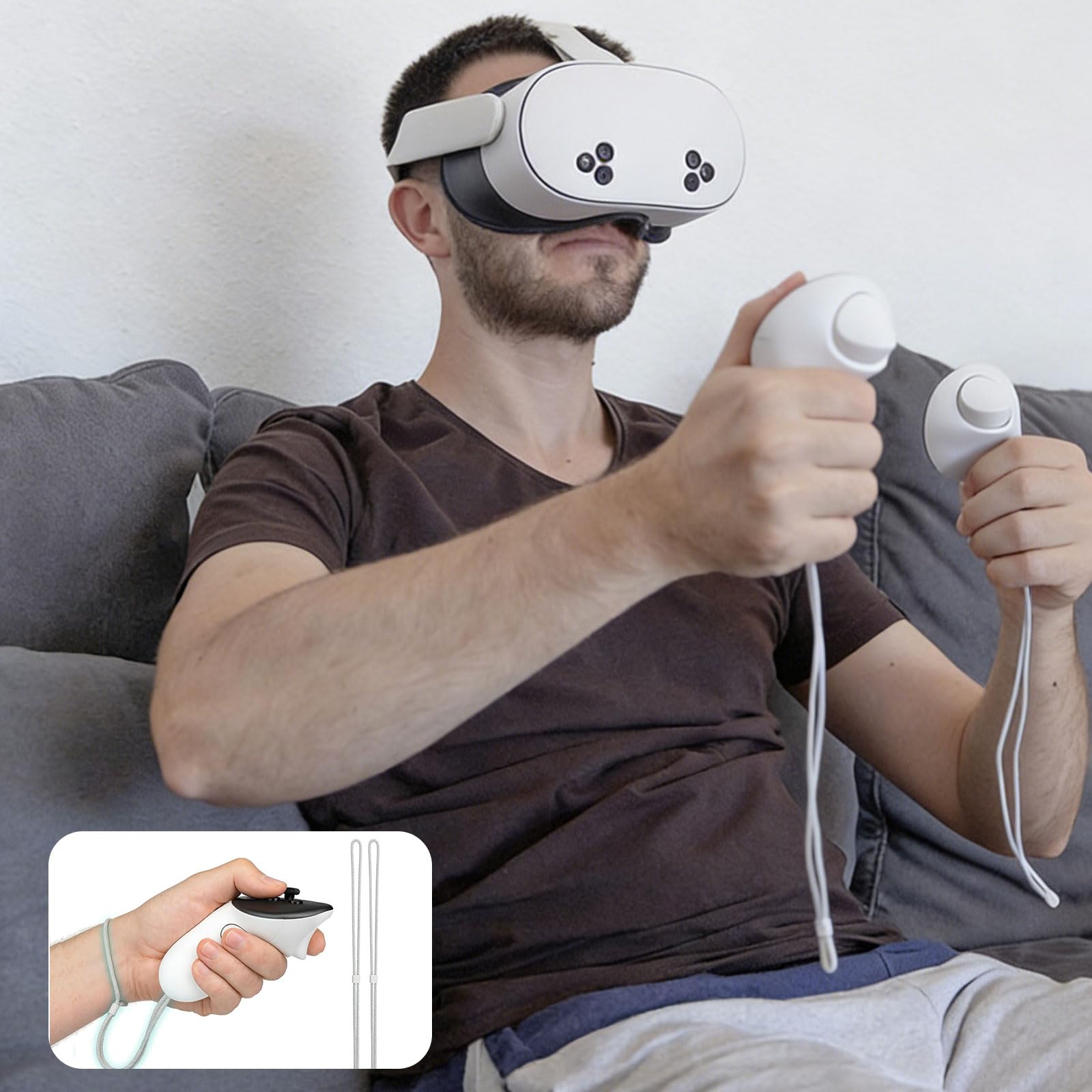 2pcs Controller Wrist Straps,Durable & Adjustable Controller Hand Straps White Adjustable Hand Lanyards Easy To Attach Vr Accessories — view 7