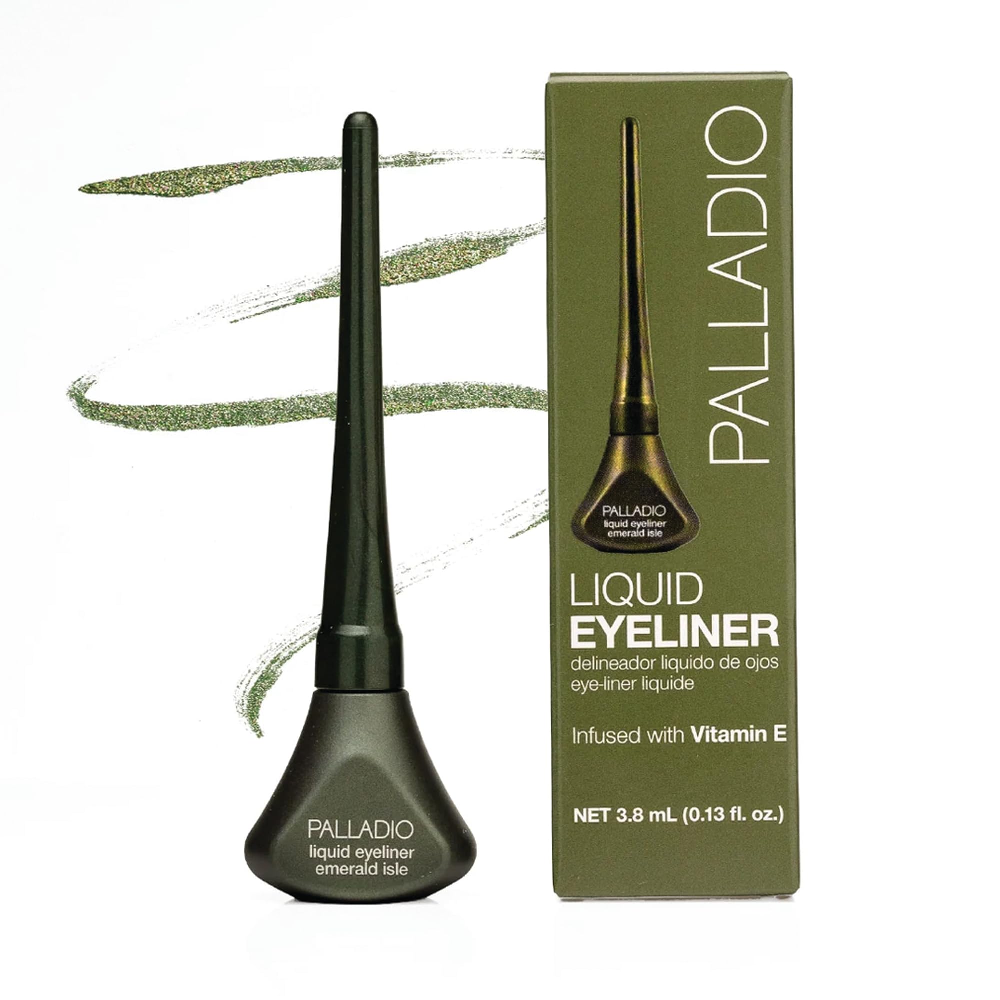 Palladio Liquid Eyeliner, Highly Pigmented and Waterproof, For Intense Eye Definition, Smear-proof Eyeliner Liquid, Includes Easy Grip Wand and Felt Tip Applicator, Emerald Isle
