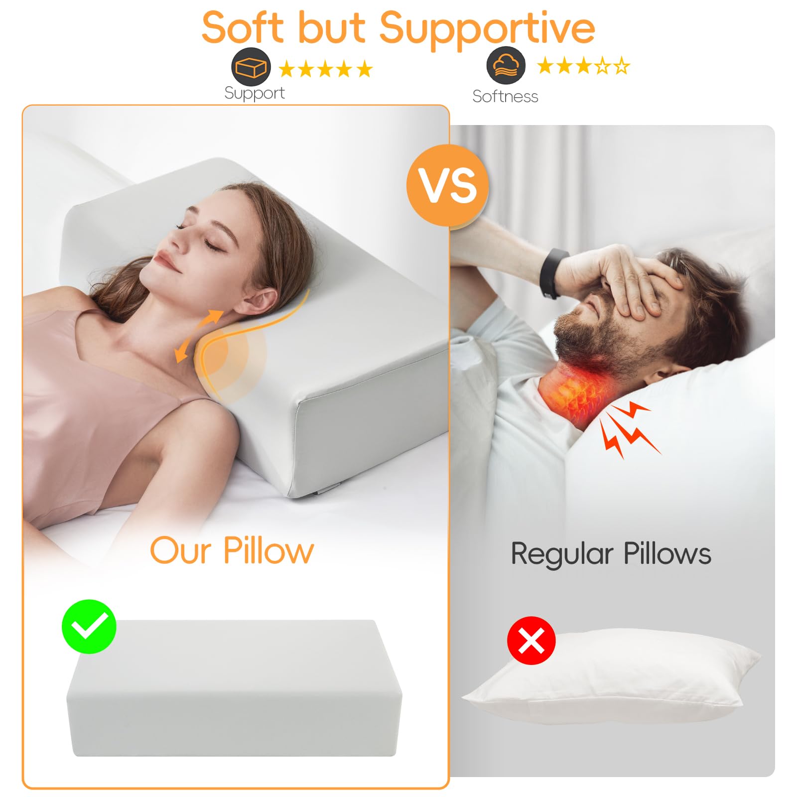 Amazon.com: TOPPURE Cube Memory Foam Pillow for Side Sleepers