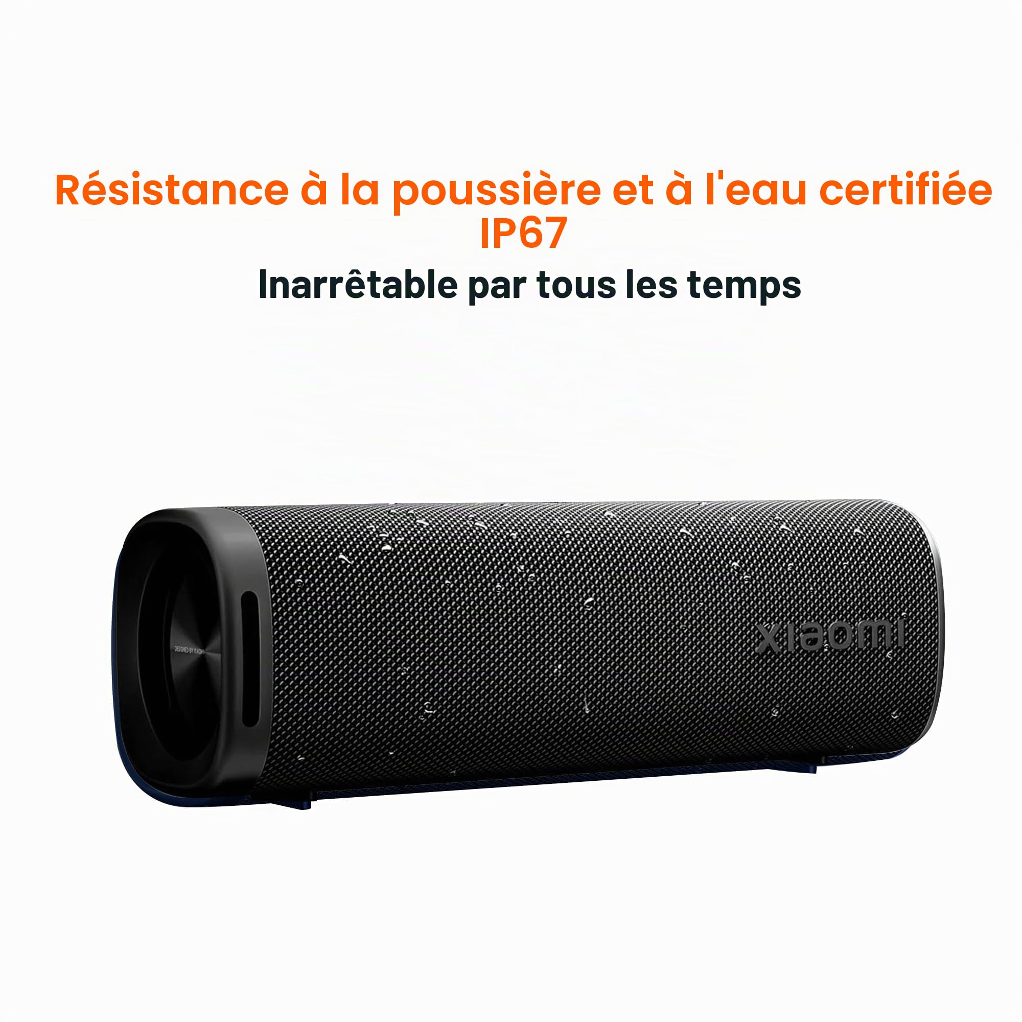 Xiaomi Haut-parleur portable Bluetooth 5.4 de voyage, IP67 étanche sans fil pour la maison et l'extérieur avec un son fort de 30W, microphone intégré et double appairage, Noir