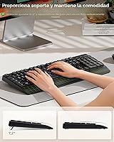 Vista 3 de seenda COE200 - Combo de teclado y mouse Bluetooth inalámbrico, ergonómico con reposamuñecas, conexión multidispositivo, tamaño completo, compatible