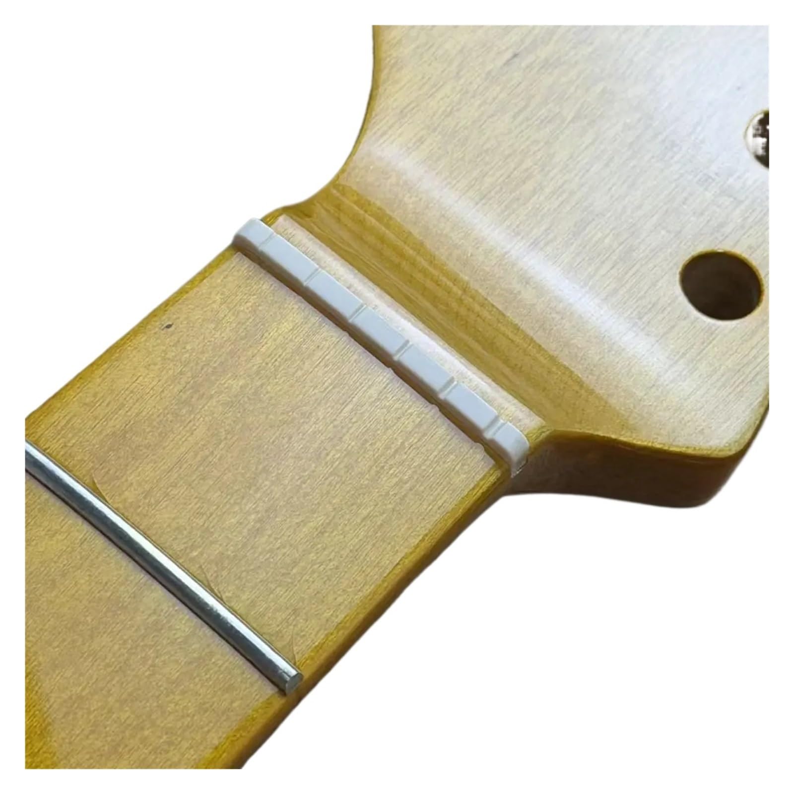 Linkshänder-Ersatzhals for ST-Gitarre, 21 Bünde, Ahornbrett, glänzendes gelbliches Finish