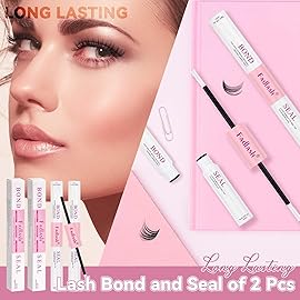 FADLASH Lash Bond and Seal Kit 2 Pcs Bond and Seal Lash Glue for Eyelash Clusters Waterproof Lash Clusters Glue Stong Hold Clear Long Lasting (10ml)