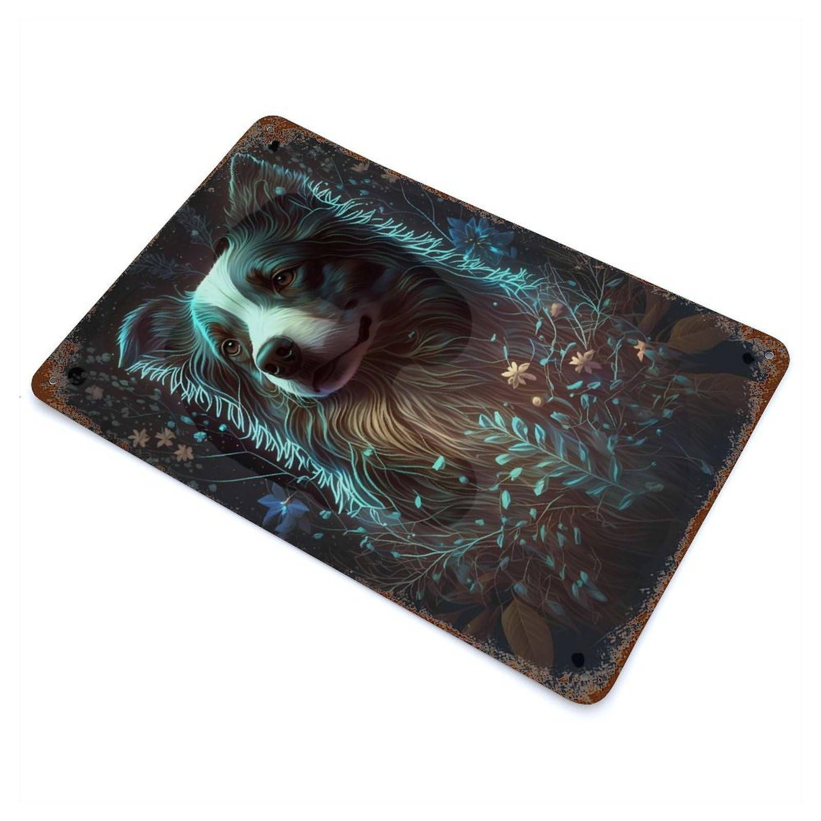 Australian Shepherd Dog 11.8"x7.9" Decorative Tin Sign, Classic Wall Plaque for Cafe, Home Bar And Lounge Decor
