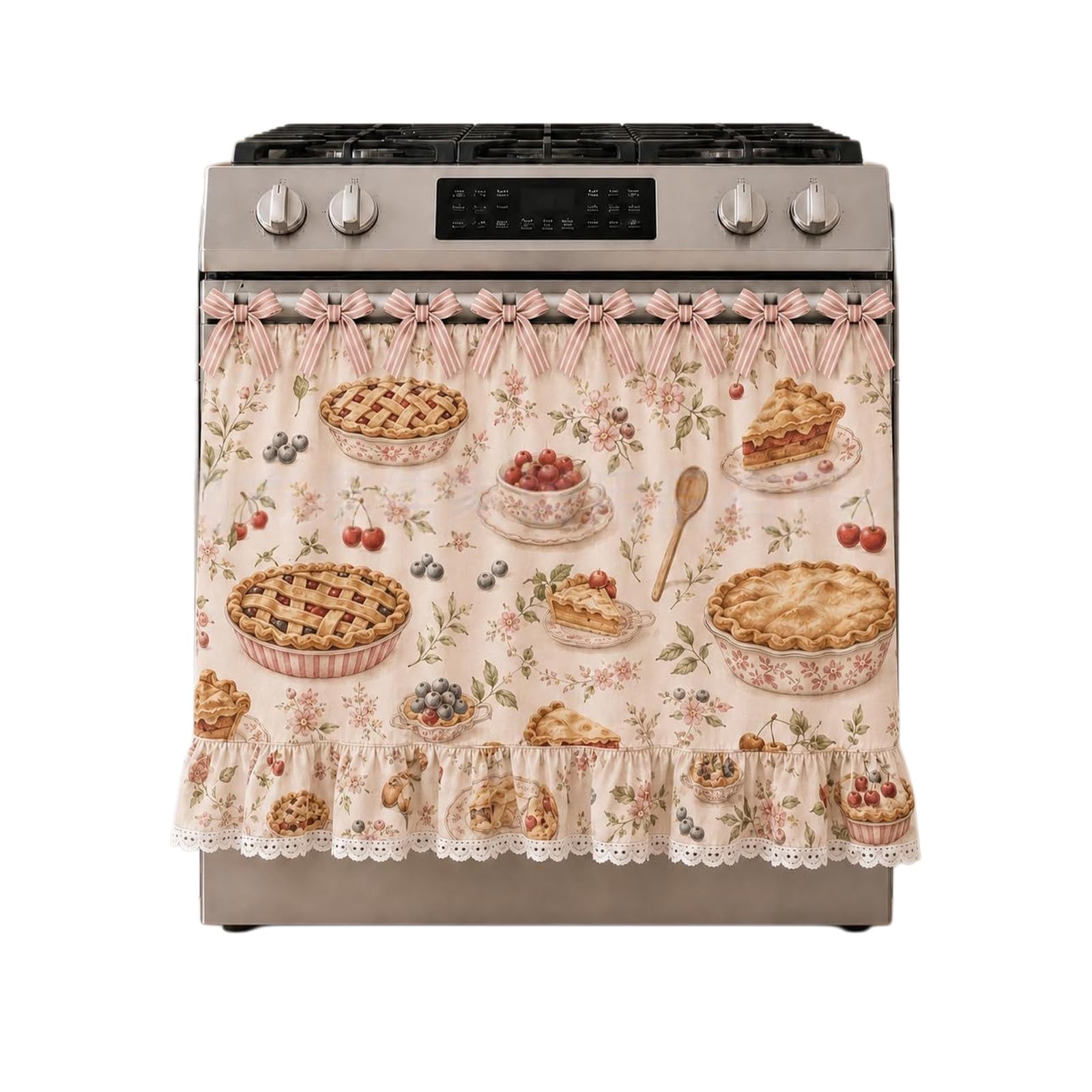 APGLSXY Functional Oven Door Cover Stove Skirt Curtain with Storage Pocket Adjustable Ribbon for Easy Installation on Appliances Dishwasher Curtain