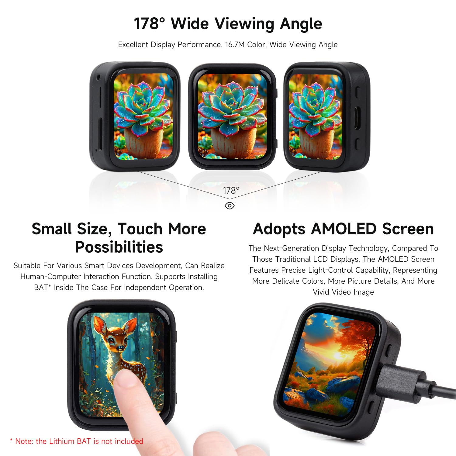 Waveshare ESP32-S3 1.8inch AMOLED Touch Display Development Board, 32-Bit LX7 Dual-Core Processor, 368x448, Accelerometer&Gyroscope Sensor, ESP32 With Display, Support 3.7V Li Battery(NOT Included)