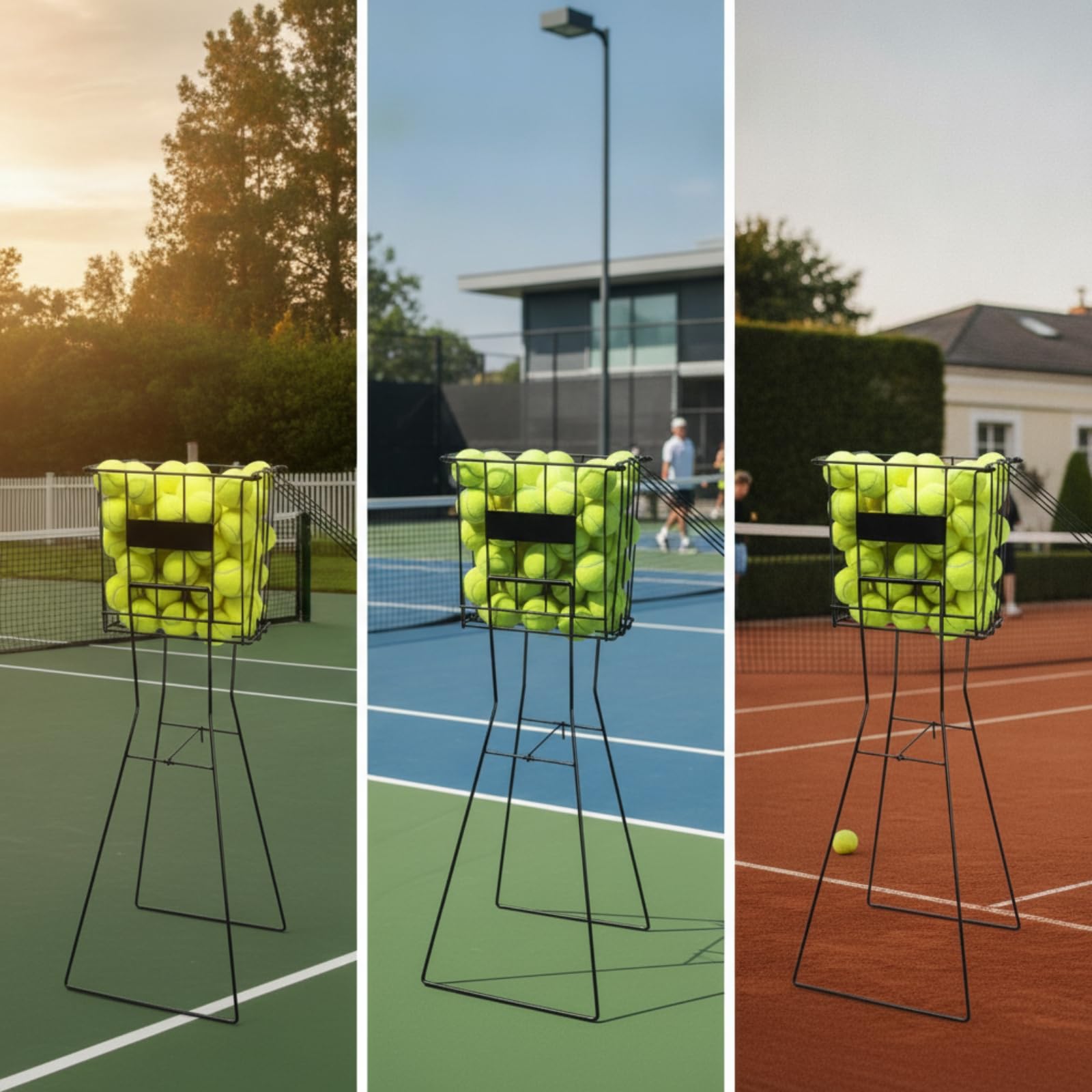 Carrello da Tennis Raccoglipalline Carrello Raccolta Cestino Portapalline Organizer in Rete di Design Portatile E Raccolta Rapida Capacità 72 Palline