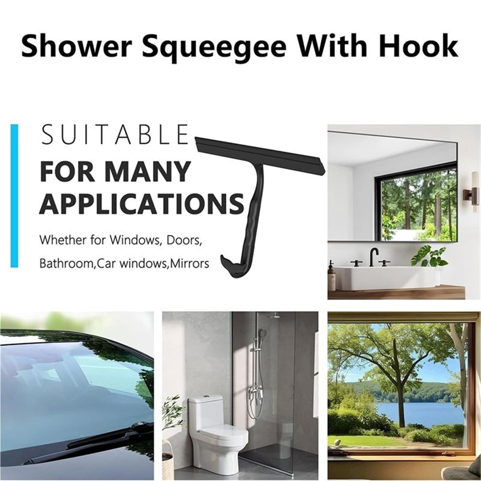 Duschabzieher Für Glastüren Shower Squeegee for Glass Doors, Silicone Brush with Hook- Streak-Free Cleaning for Bathroom, for Surfaces, Tiles
