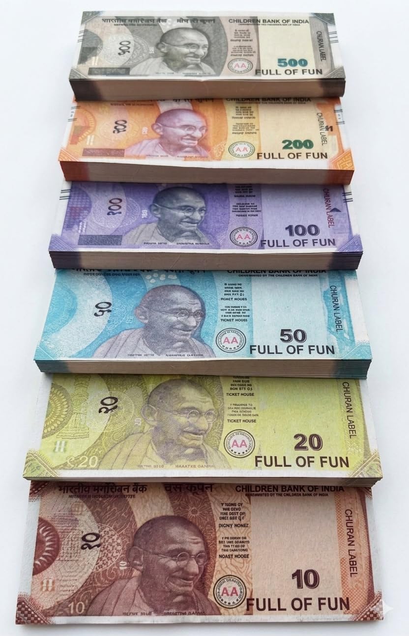 Fake Money (6 X 100=600 Notes) for Kids Denomination Learning Money 10 | 20 | 50 | 100 | 200 | 500 Artificial Playing Currency, Learn Money Skills, Dummy Note-image-5