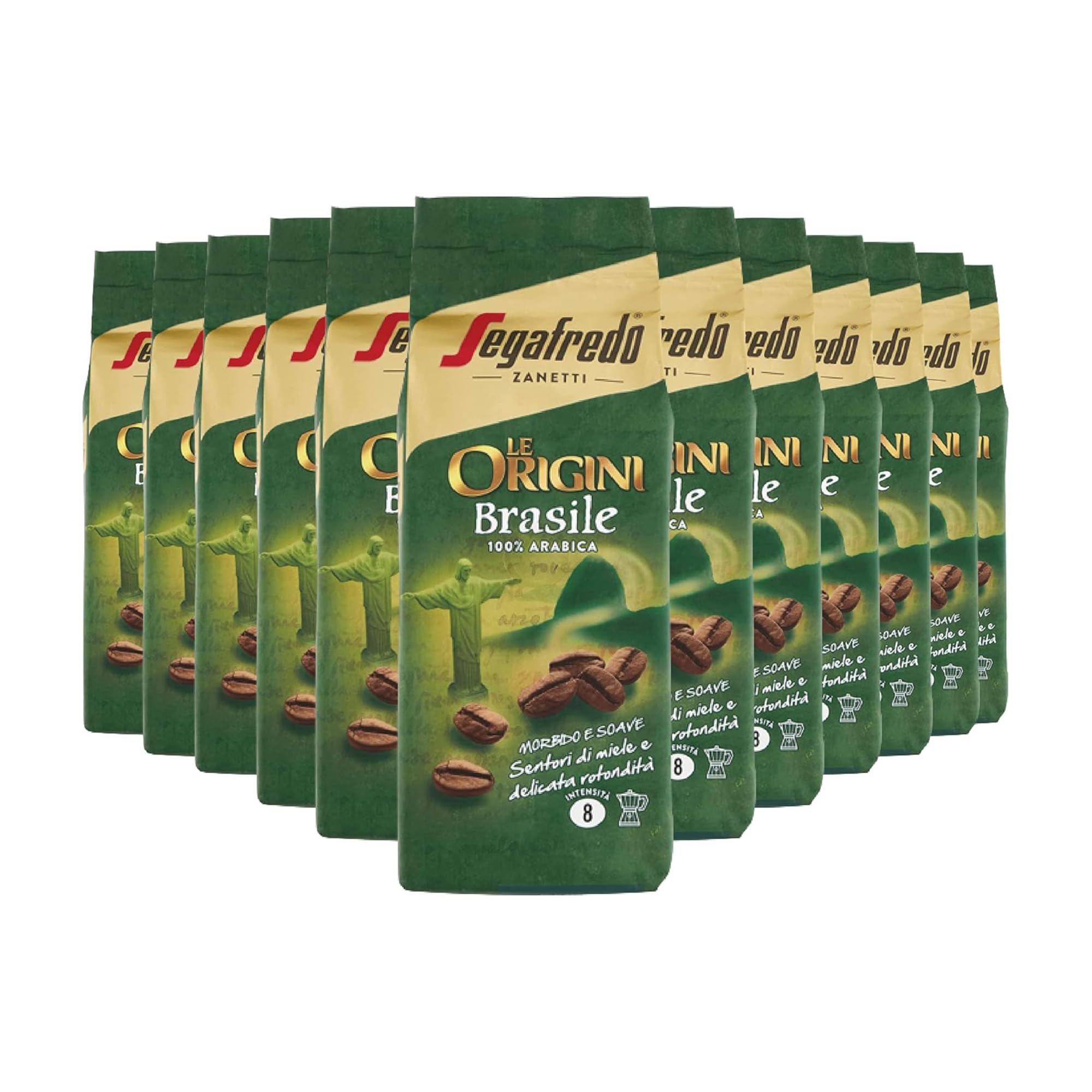 Segafredo Zanetti Ground Coffee, Le Origini Gusto Brazil, Soft and Soave - 12 Boxes of 250 g