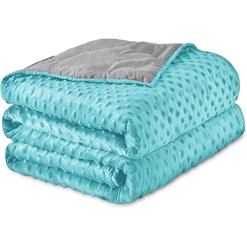 15LB Weighted Blanket with Cover for Adults 86"x 90", 2-Sided Microfiber Blanket with Premium Glass Beads for Deep Sleep, Cooling & Heating All-Season Thick Blanket