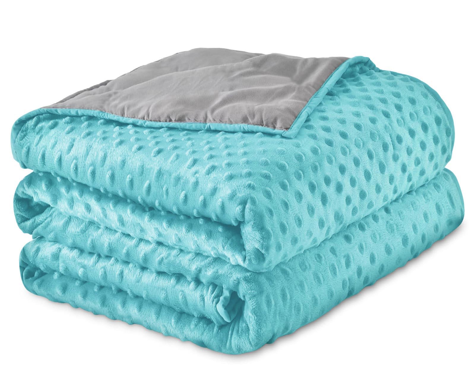 WINKAURA 30LB Weighted Blanket for Adults 86"x 90" Aqua Color, 2-Sided Microfiber Blanket with Premium Glass Beads, Cooling & Heating All-Season Thick