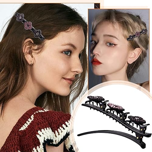 Miniatura 8 de CROWN GUIDE Sparking - Pinzas de cabello trenzadas con piedra de cristal para mujer, cabello rizado, grueso, fino, pinzas para el cabello con