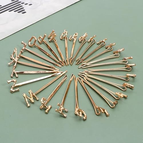 Miniatura 4 de Pinzas para el pelo del alfabeto, 26 unidades, pinzas para el cabello con diamantes de imitación, pinzas de metal para el cabello, horquilla de