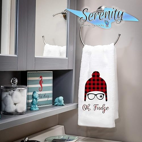 Miniatura 5 de Christmas Decor  Decorative Kitchen and Bath Hand Towels  Oh Fudge Christmas Story  XMAS Winter Novelty  White Towel Home Holiday Decorations  Gift