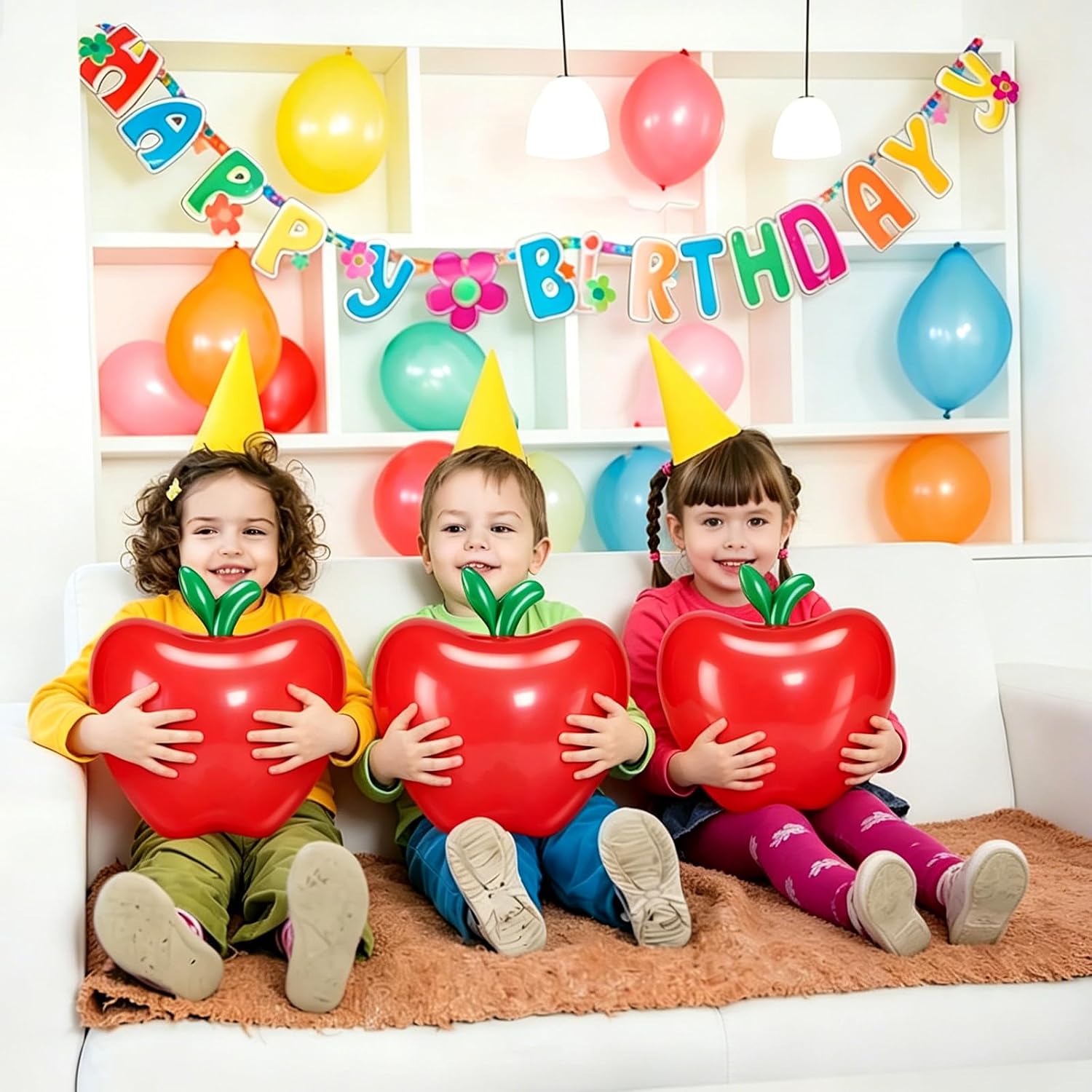 QDTK Back to School Balloons Red Apple Inflatable Balloon 12’’ Large Apple Balloons Kit for First Day of School Welcome Back Party Decorations Supplies 2PCS image 4