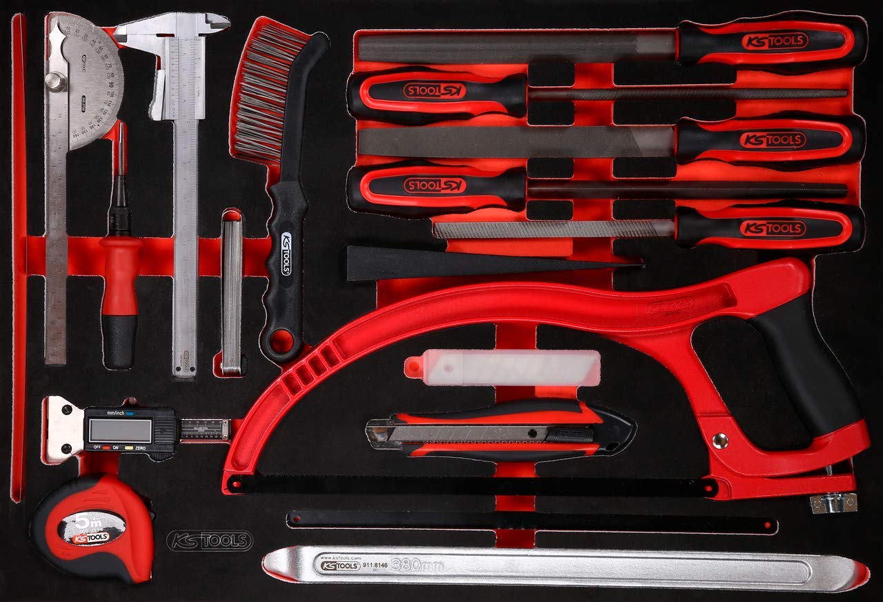 KS TOOLS Jeu d'outils de mesure et de limes en tissu de protection, 28