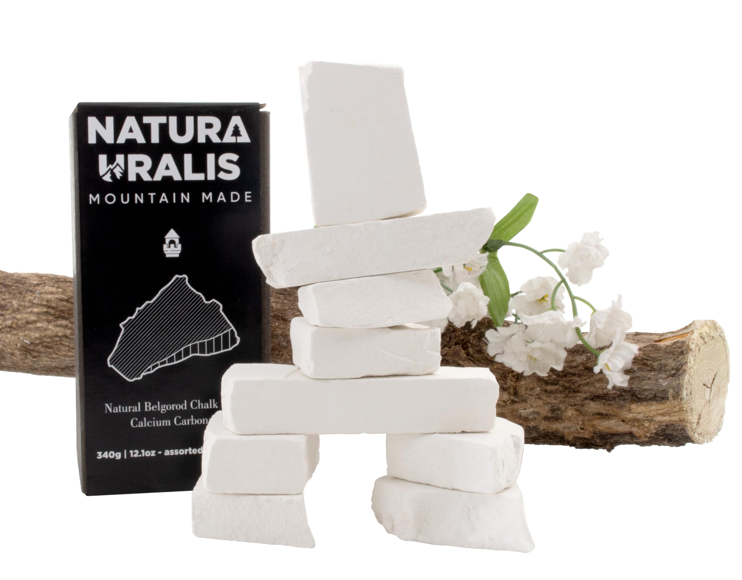 Natura Uralis Premium Belgorod Krijt – 200g Brokken – Puur Natuurlijk Calciumcarbonaat – ASMR Kraak – Aardse, Fluweelzachte Textuur – Voor Kauw- & Sensorische Ervaring