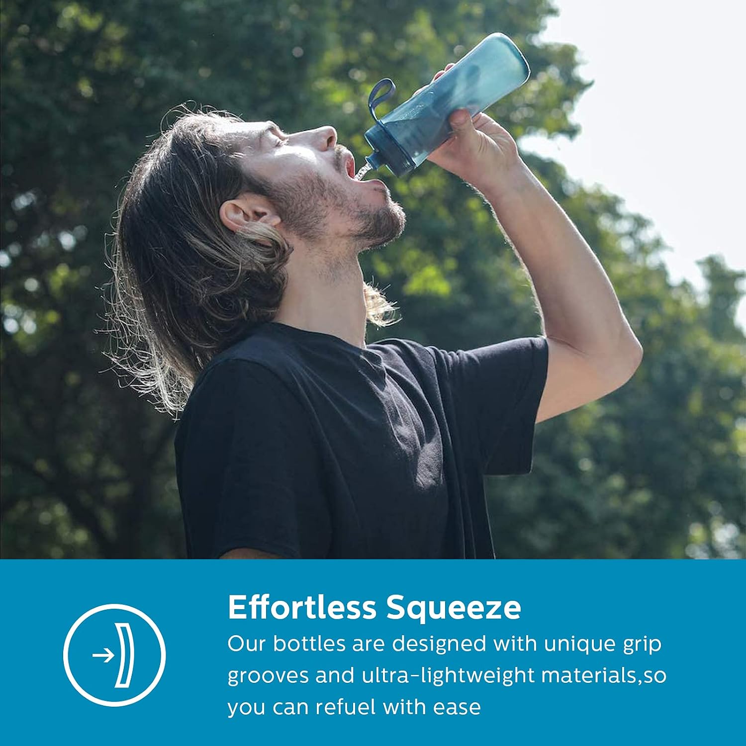 PHILIPS Water GoZero Active BPA-Free Water Bottle with Adventure River/Lake/Spring Water Filter for Hiking, Camping & Fitness Tap Water Filter for Gym, Sport Squeeze Bottle, Lightweight, Blue, 20 oz