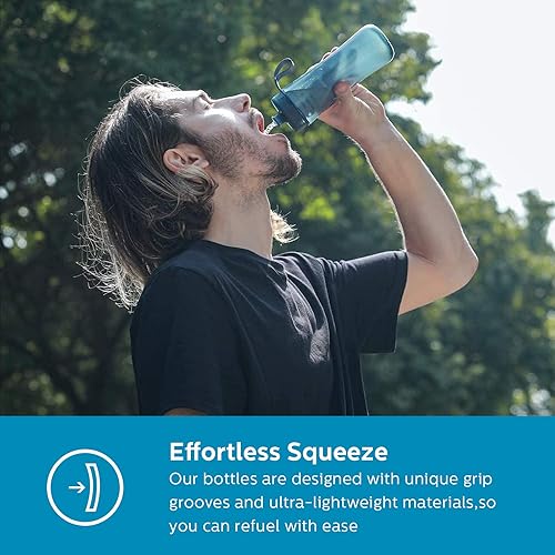 Miniatura 2 de Philips Water GoZero Active BPA-Free Water Bottle with Fitness Tap Water Filter Sport Squeeze Water Bottle Lightweight 20 oz with Fitness Filter Blue