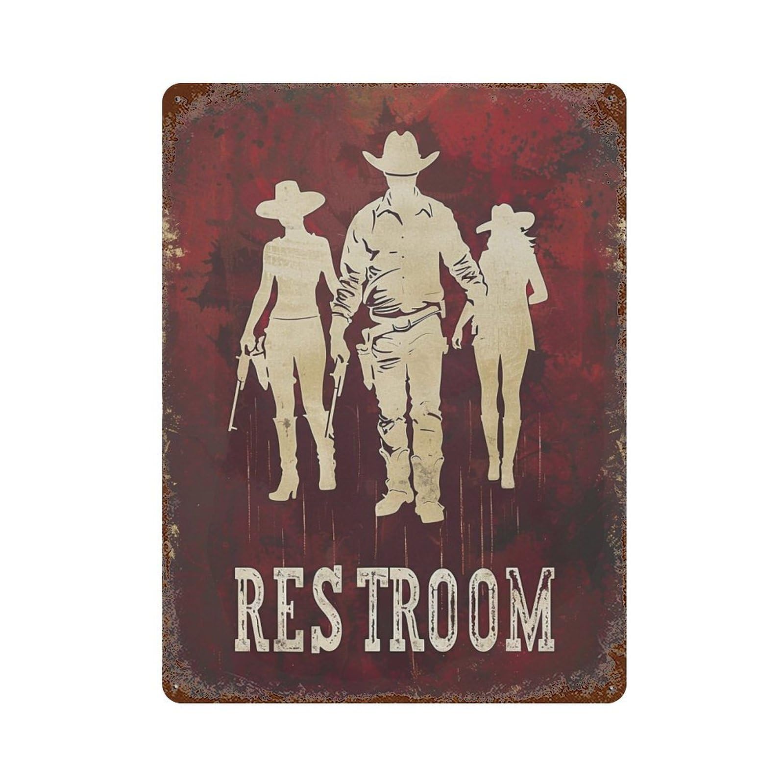 FHUYEURHRY Western Cowboy Restroom 03 Wall Decor Retro Iron Vintage Art Metal Tin Sign Poster Modern Home Cofffee Club Art Bar Shop Decorations Style 40x30cm