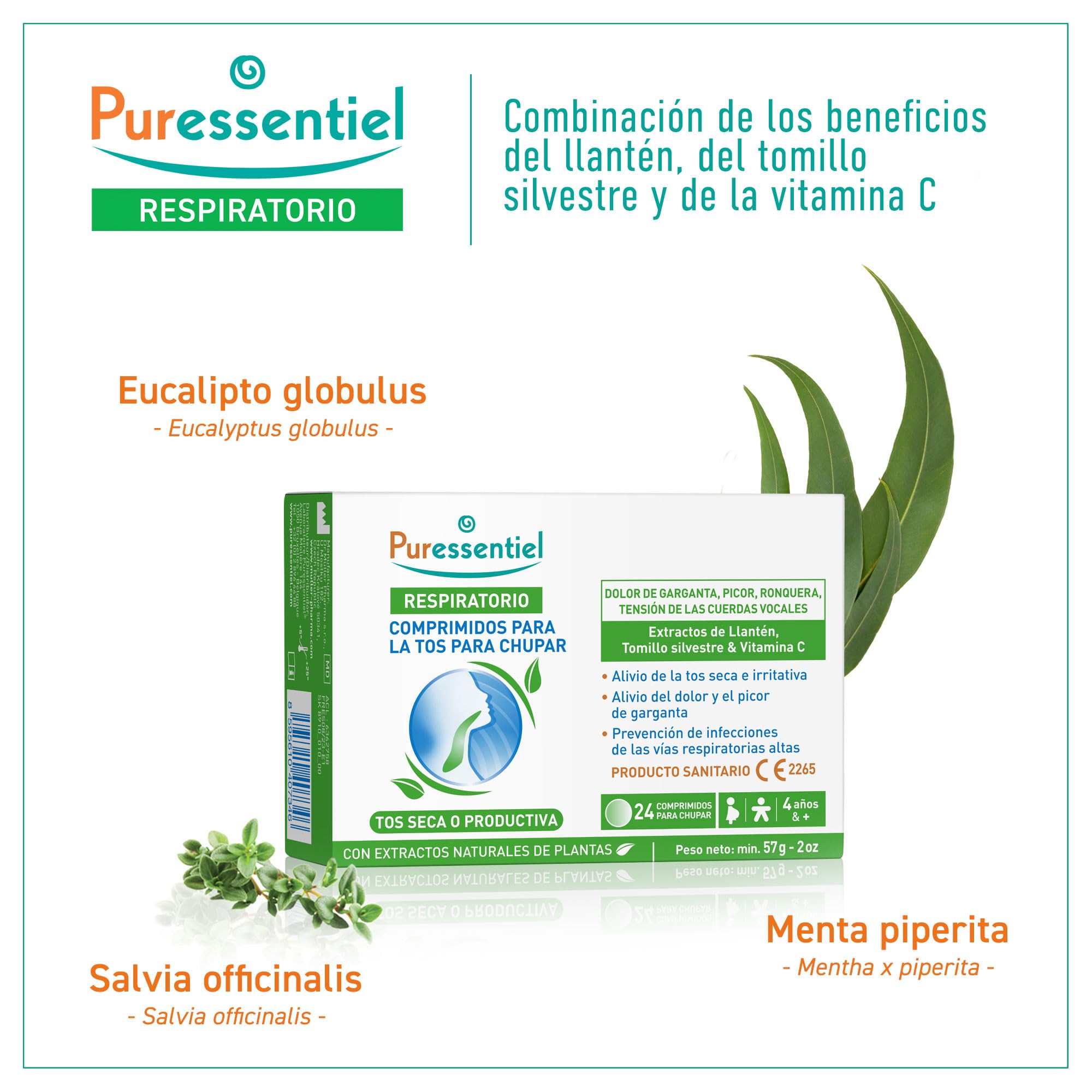 Puressentiel – Comprimidos para la Tos para chupar - Tos Seca o Productiva – Alivia el dolor de garganta y previene las infecciones respiratorias – Con 21 extractos de plantas BIO – 24 comprimidos