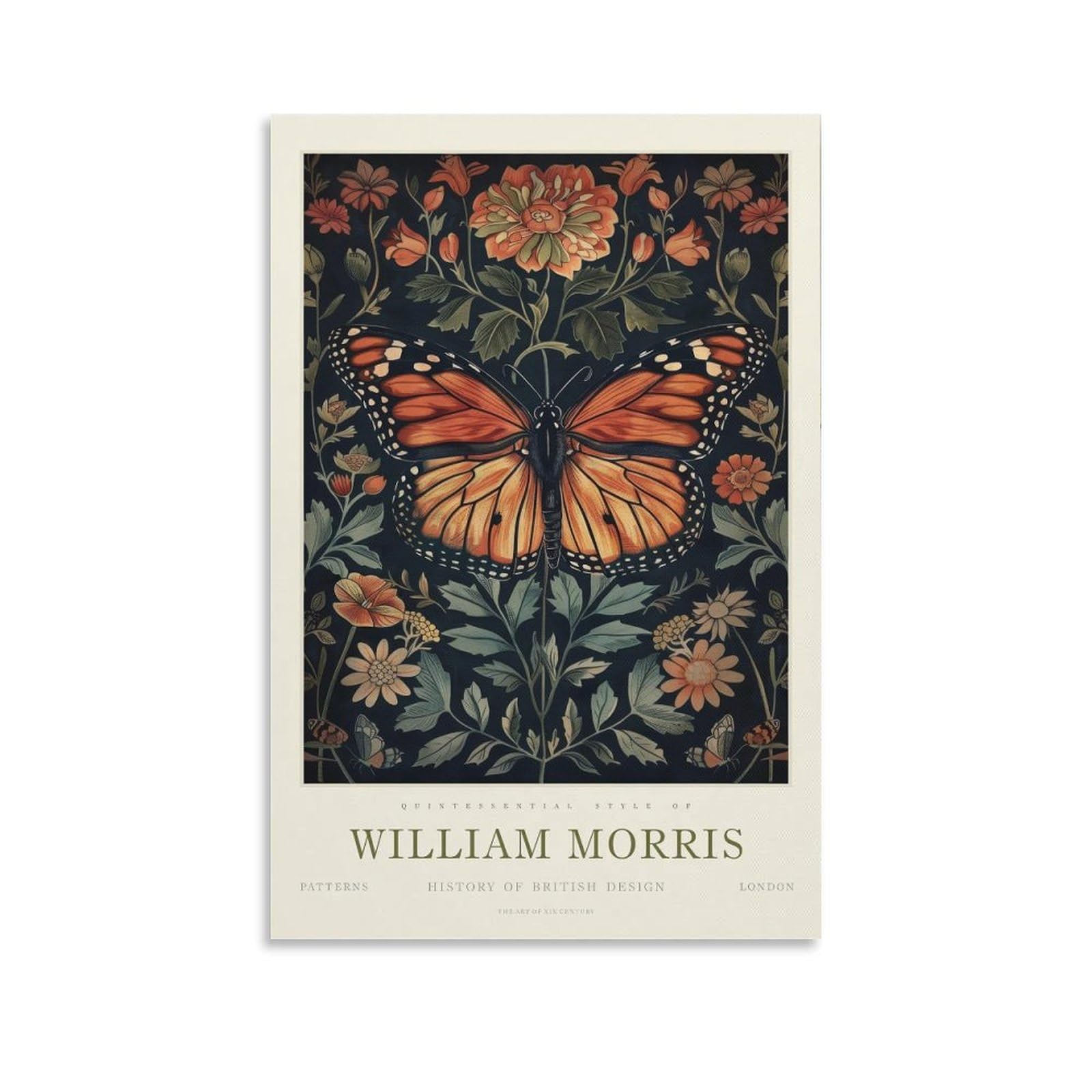 William Morris Flower Butterfly Plant Vintage Posters For Room Aesthetic Canvas Wall Art Bedroom Decor 24x36inch(60x90cm)