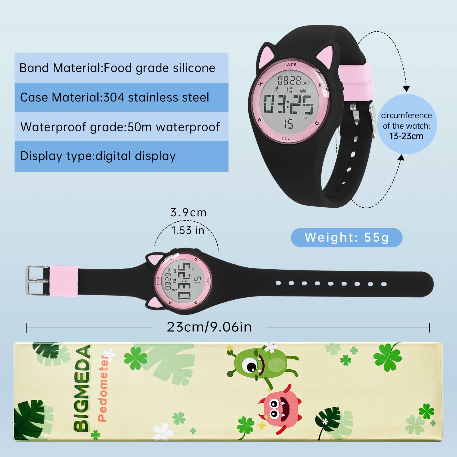 Montre Enfant Numérique Enfant avec Chronomètre, Eclairage, Alarme, Date, Podomètres Marche, Surveillance du Sommeil Montre pour Enfants Sport pour 10 Ans Fille Garçon