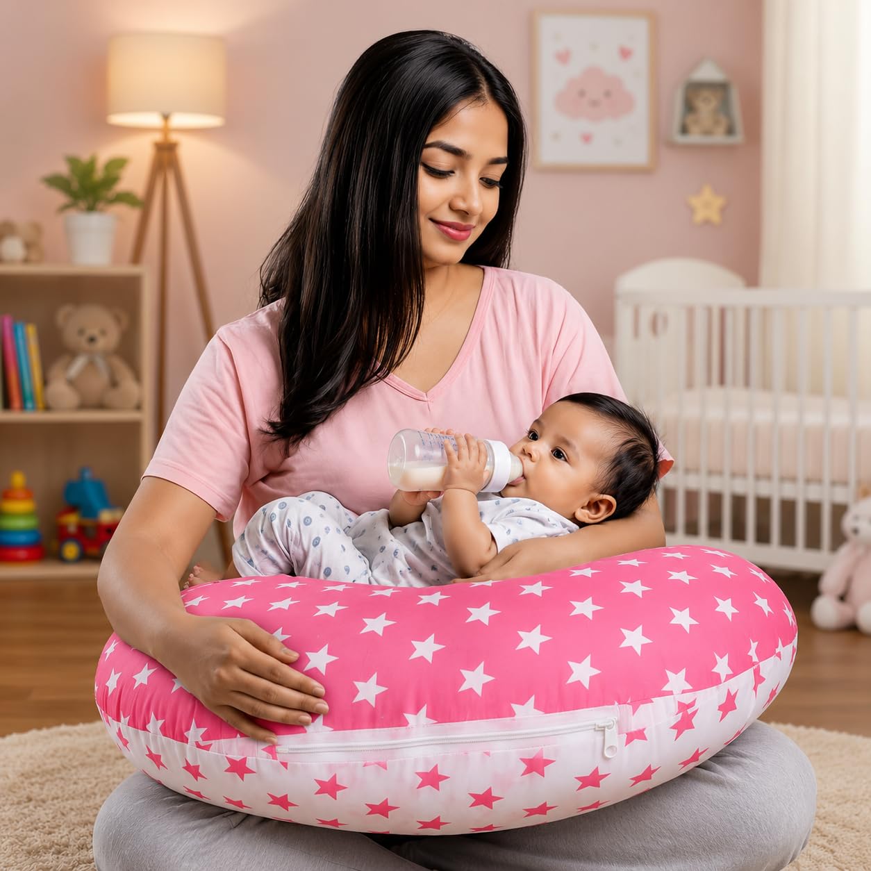 Baby Feeding Pillow - Breastfeeding & Bottle Support -5