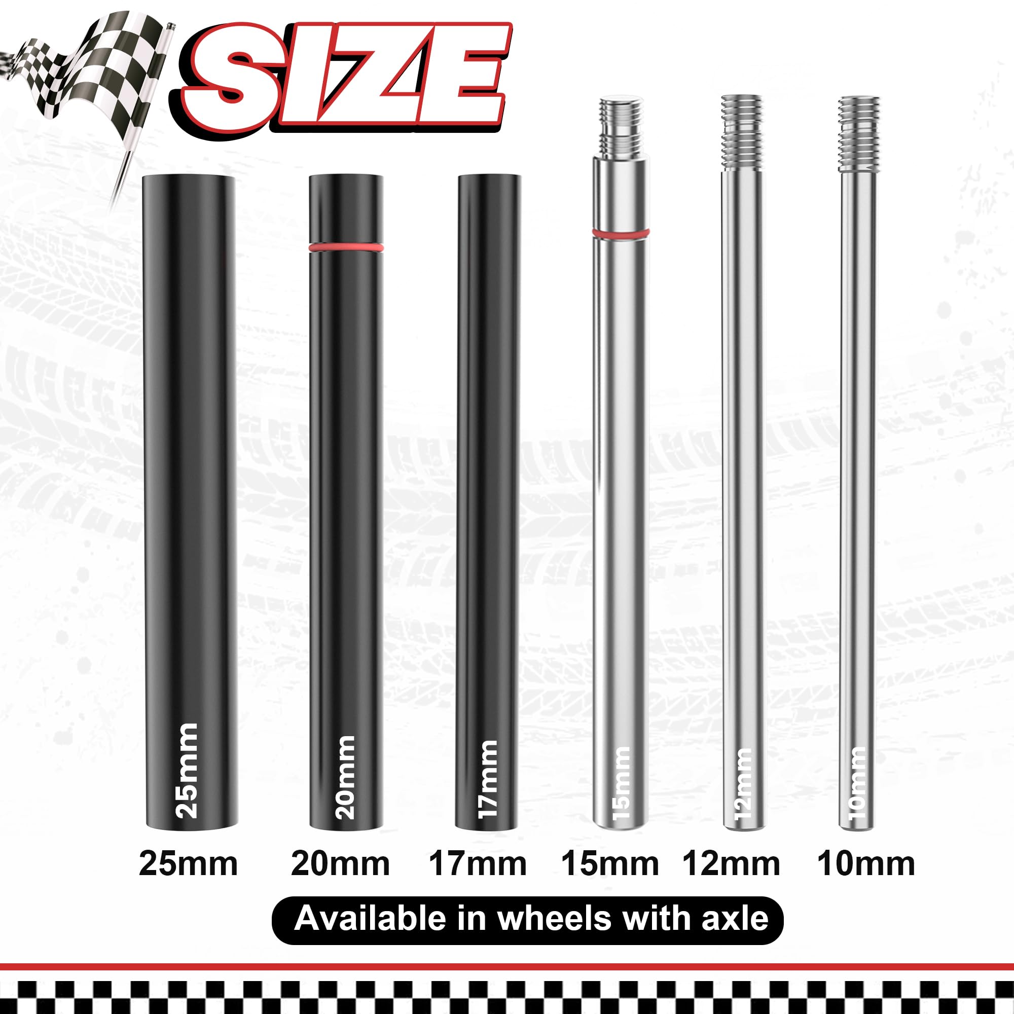 SporGain [Actualizado] Kit de Herramientas de Cambio de neumáticos para Motocross, Enduro, Motos de Cross de 16 a 21 Pulgadas, Viene con Ejes de 15/17/20/25 mm