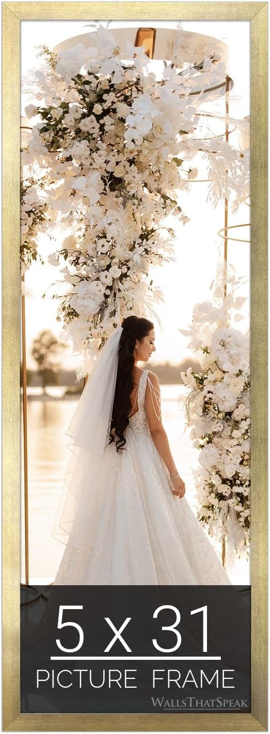 wallsthatspeak 5x31 Gold Picture Frame for Puzzles Posters Photos or Artwork