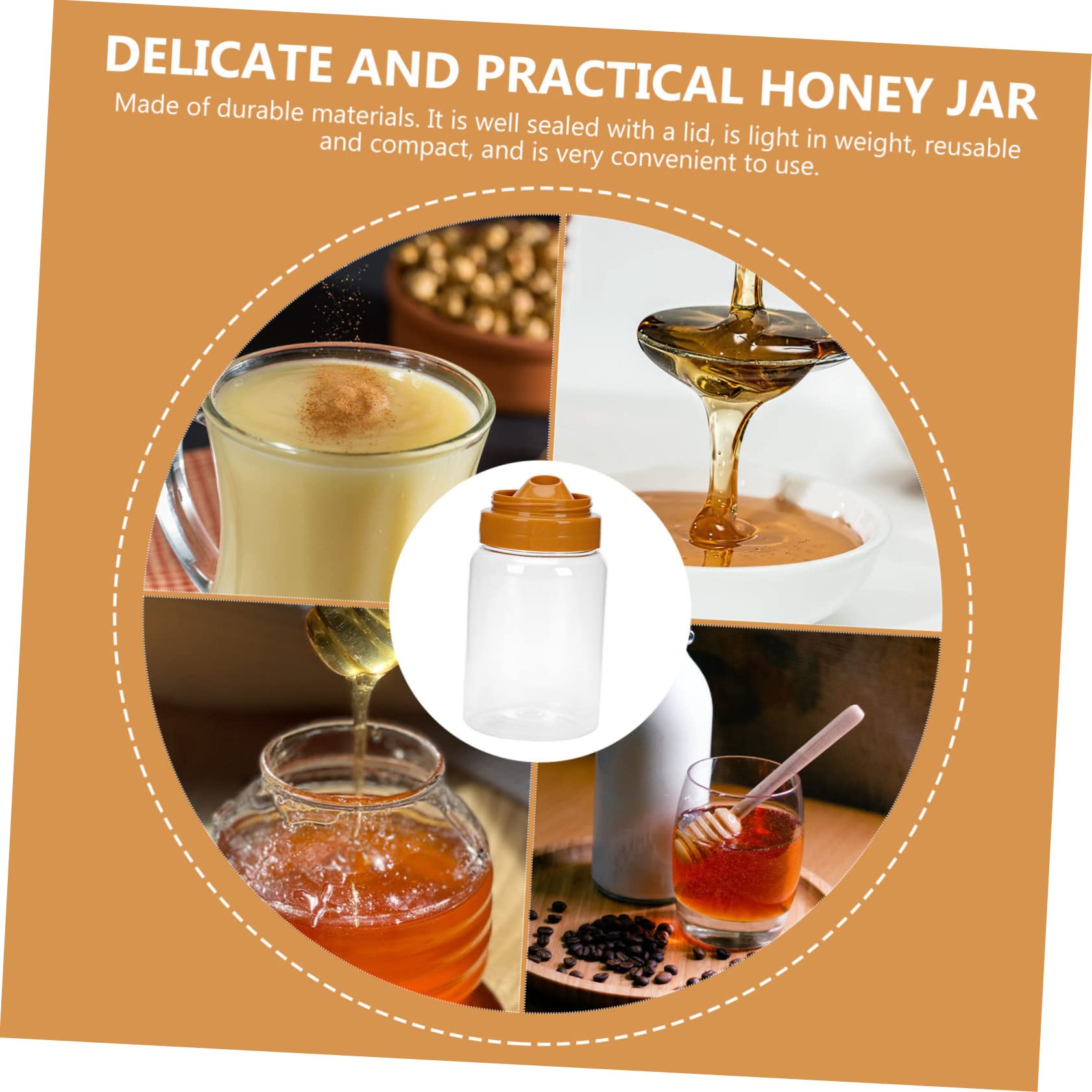 Ciieeo 4Pcs Plastic Honey Jars with Airtight Sealing Reflux Inlet Design for Easy Dispensing Lightweight and Canisters for Honey Syrup and Loquat Paste Storage