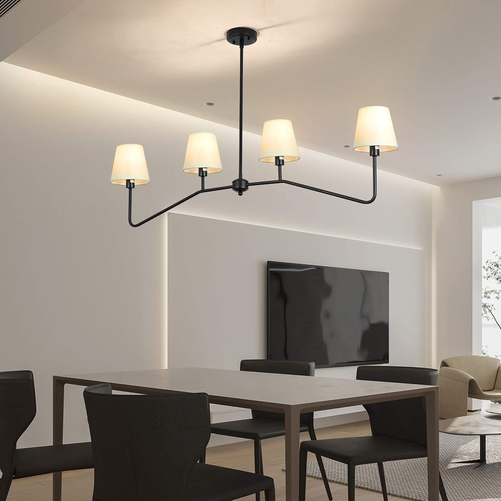Buy 4Lights Kitchen Island Linear Pendant Lighting Fixture, Classic Linear Chandelier with