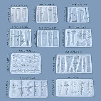 10Pcs Barrette Resin Molds,DIY Hair Pin Casting Mold,Hair Clip Mold,Strip Silicone Molds,Jewelry Molds for Epoxy Resin,Hair Pin,Bookmark,Pendant