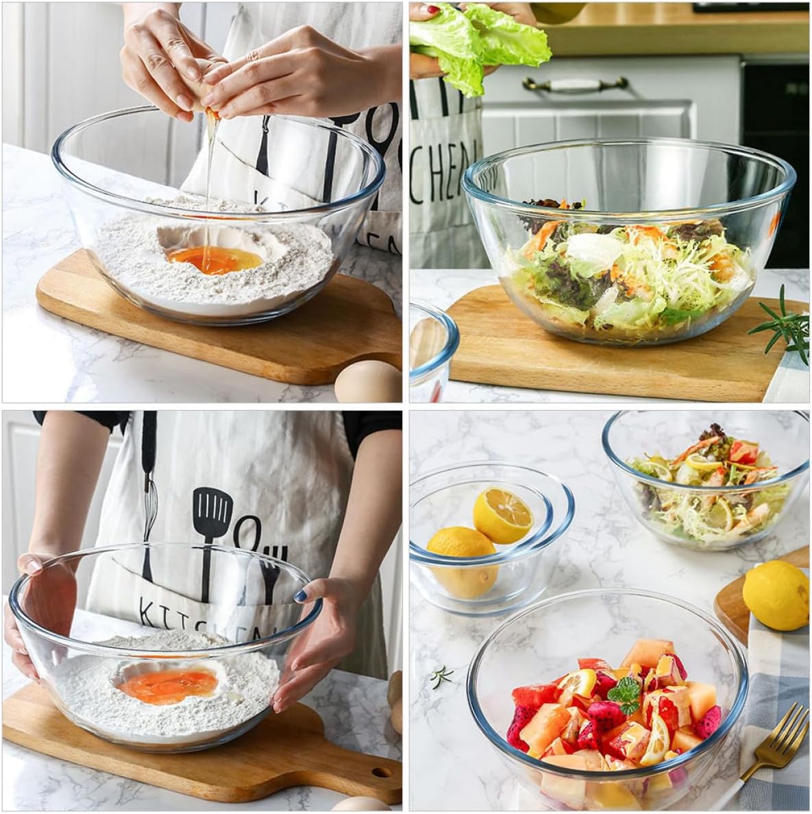 Large 2700ml Japanese Style Glass Salad Bowl Multi-use Household Food Bowl Microwave Safe for Kitchen and Dining