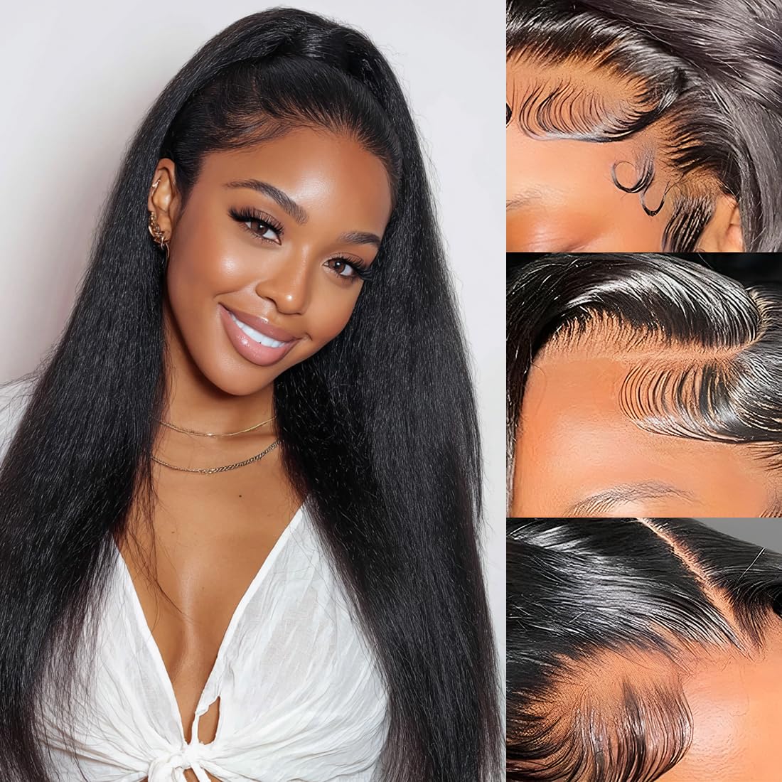 Amazon.com: Ladoux 13x6 Lace Front Yaki Straight Wig HD