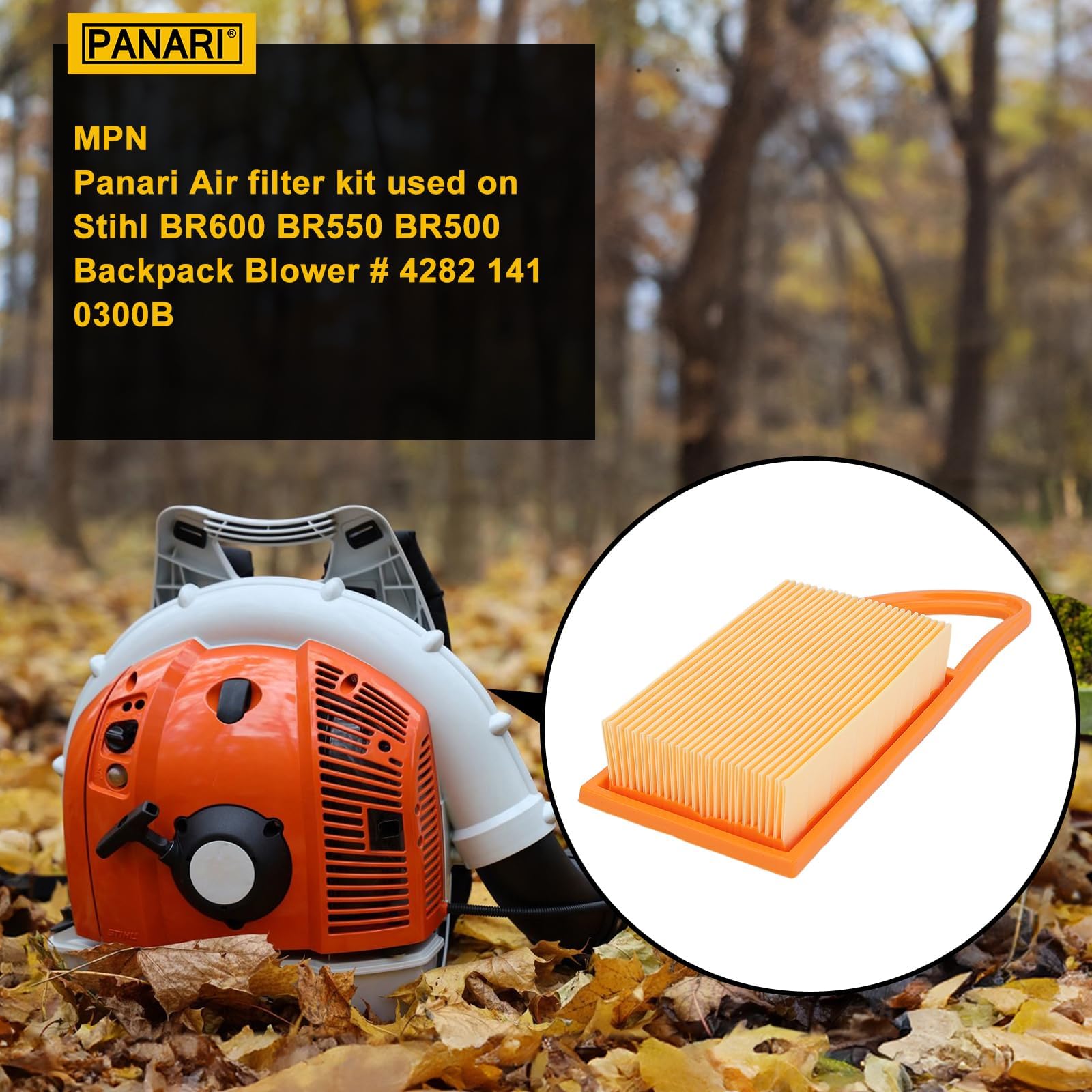 Panari BR600 Air Filter for Stih-l BR500 BR550 BR700 BR 500 550 600 700 Backpack Blower Parts 4282-141-0300 with Fuel Spark Plug Tune Up Kit