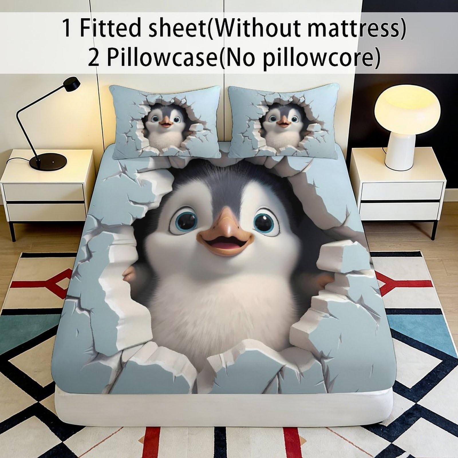 Lenzuolo con angoli, con stampa 3D, in microfibra, antiscivolo, per casa | morbido, coprimaterasso, facile da pulire, per tutto l'anno, lavabile, 180 x 200 x 25 cm