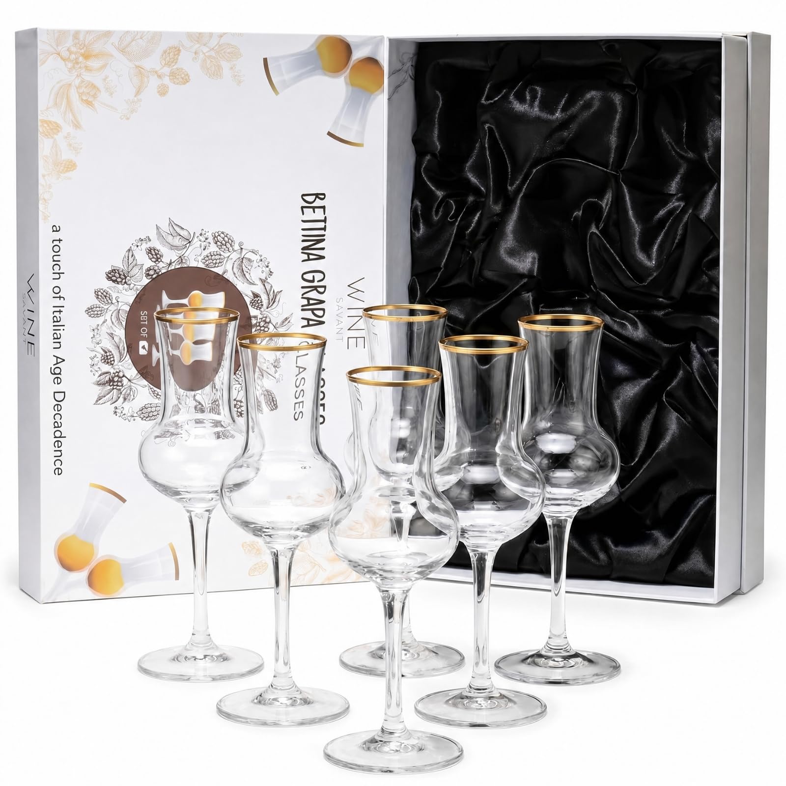 ペディグラス　セット Amazon.com | Luxury Crystal Grappa & Cordial Glasses, Set of 6