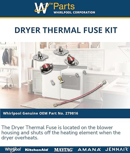 Miniatura 3 de Whirlpool 279816 Kit de fusible térmico para secadora OEM