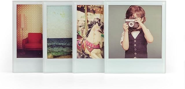 MUSTARD M15014 Mustard Instant Photo Coasters - Glass Coasters for Pictures, Non Slip Personalised Coasters Set of 4,11 x 9.4 x 0.5 cm